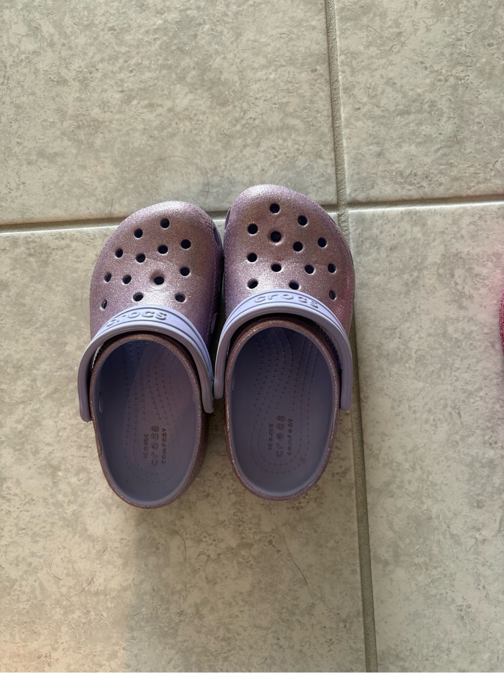 CROCS Kids' Sparkle Lilac Clogs with Lavender Strap